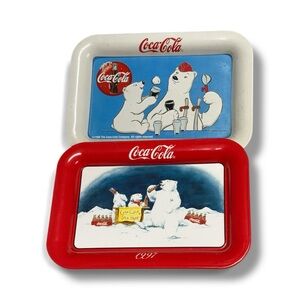 Coca-Cola Polar Bear Serving Trays Vintage 1990s